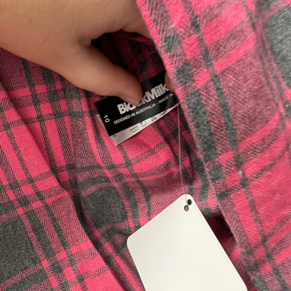 BlackMilk pink Tartan shirt - Picture 2 of 3